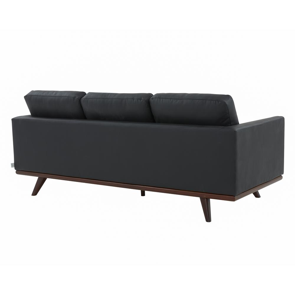 LeisureMod Chester Modern Leather Sofa With Birch Wood Base. Picture 4