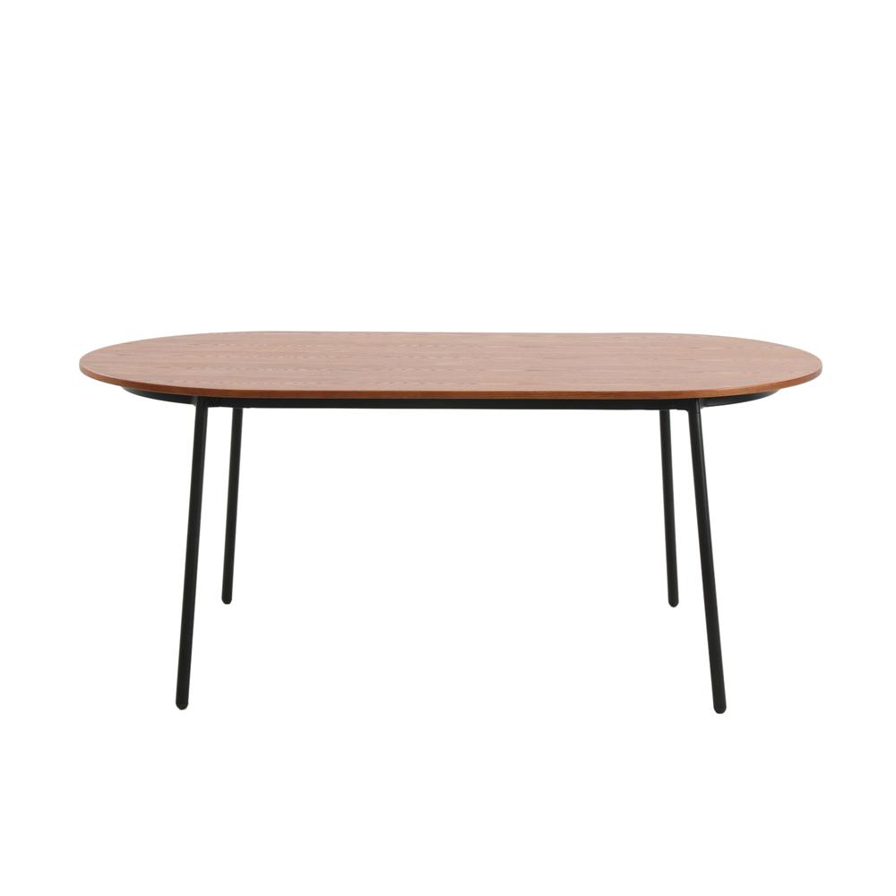 71" Oval Dining Table with MDF Top and Black Steel Legs. Picture 2