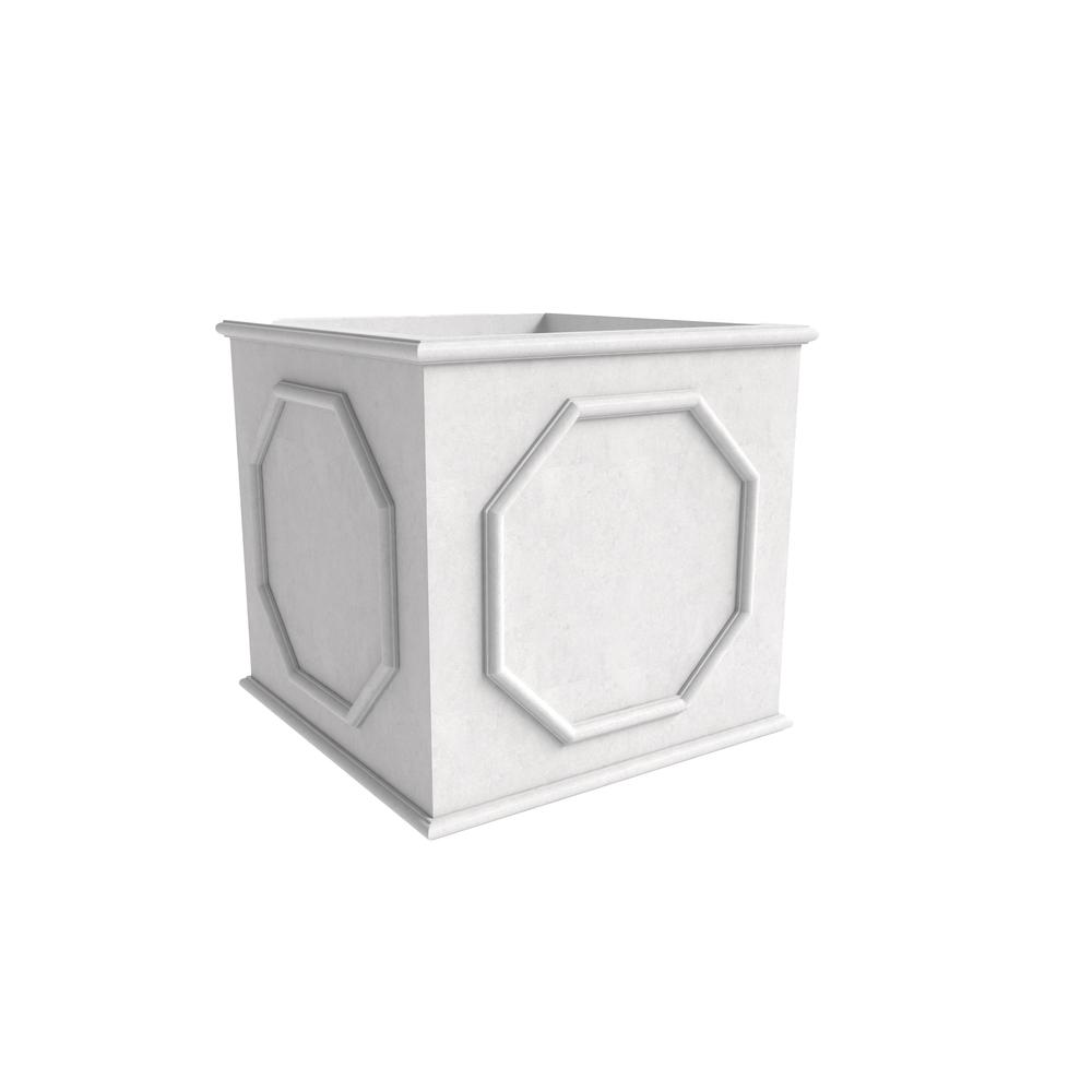 Sprout Series Cubic Fiber Stone Planter in White 15 Cube. Picture 1