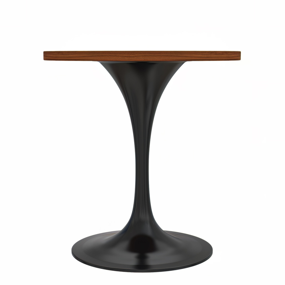 Verve Collection 27 Round Dining Table, Black Base with Cognac Brown MDF Top. Picture 3