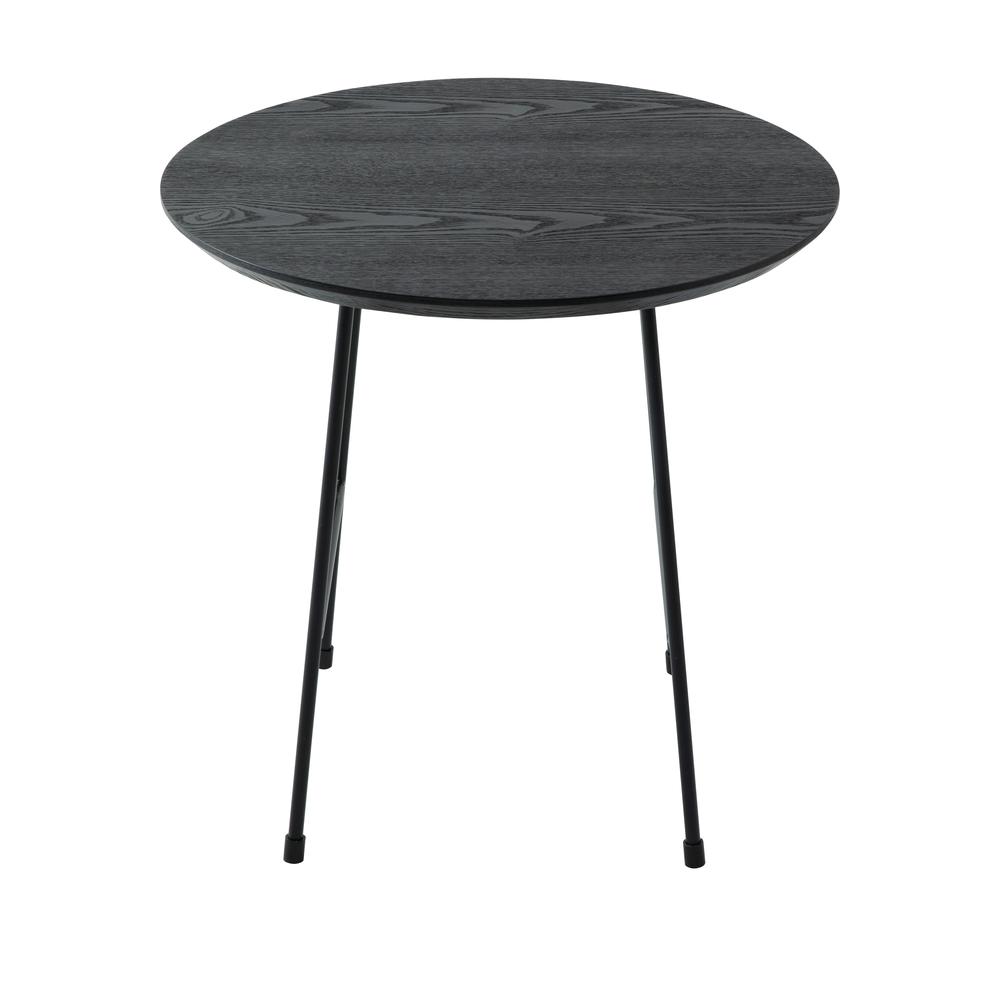 Rossmore Mid Century Modern Round Side Table With Black Steel Frame. Picture 3