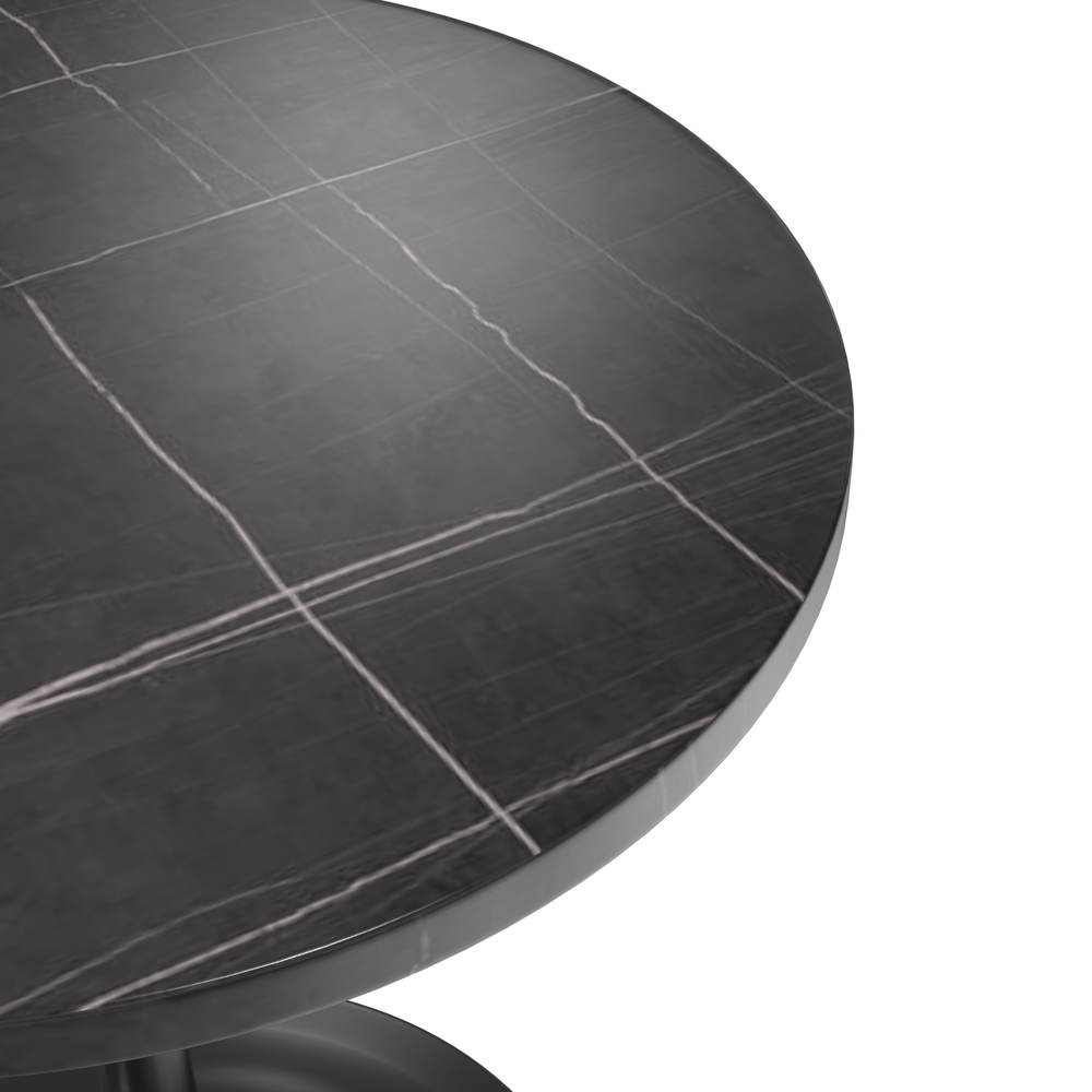 Verve 27 Round Dining Table, Black Base with Sintered Stone Black Top. Picture 12