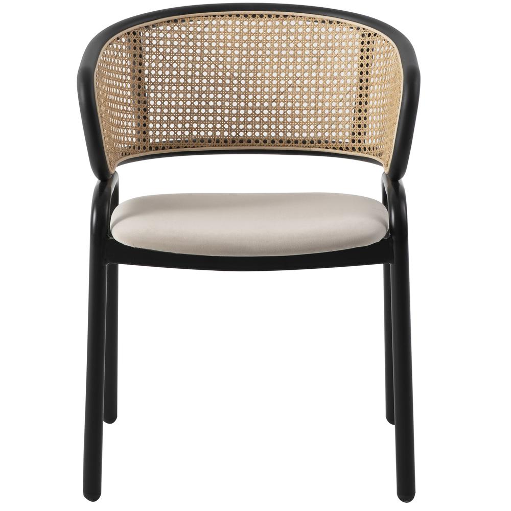 Dining Chair With Stainless Steel Legs Velvet Seat and Wicker Back. Picture 6