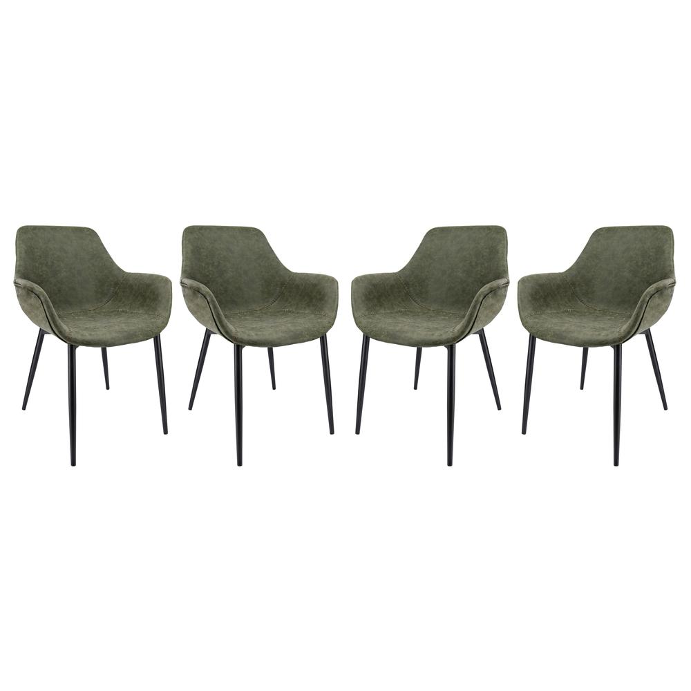 Markley Modern Leather Dining Arm Chair With Metal Legs Set of 4. Picture 2