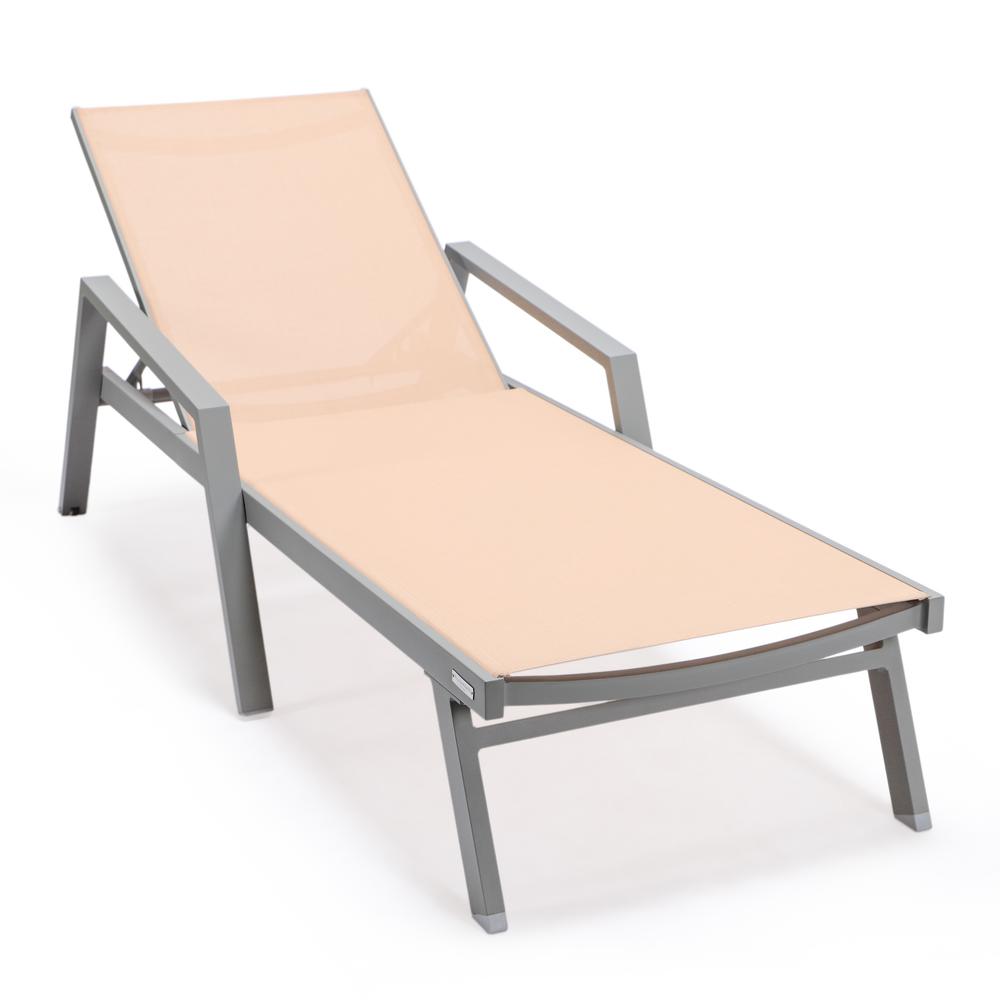 Marlin Patio Chaise Lounge Chair With Armrests in Grey Aluminum Frame. Picture 1