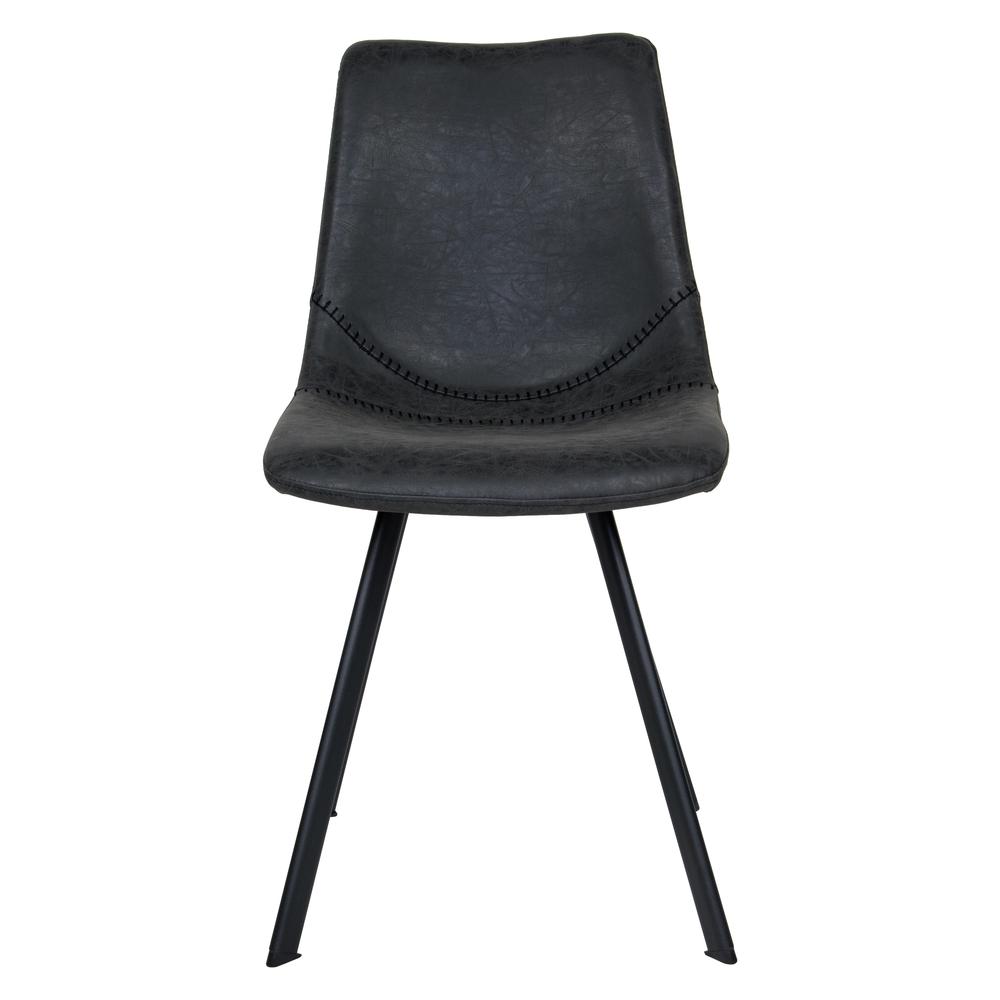 LeisureMod Markley Modern Leather Dining Chair With Metal Legs MC18BL. Picture 4