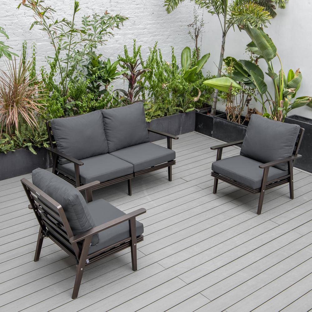 3-Piece Outdoor Patio Set with Brown Aluminum Frame. Picture 8