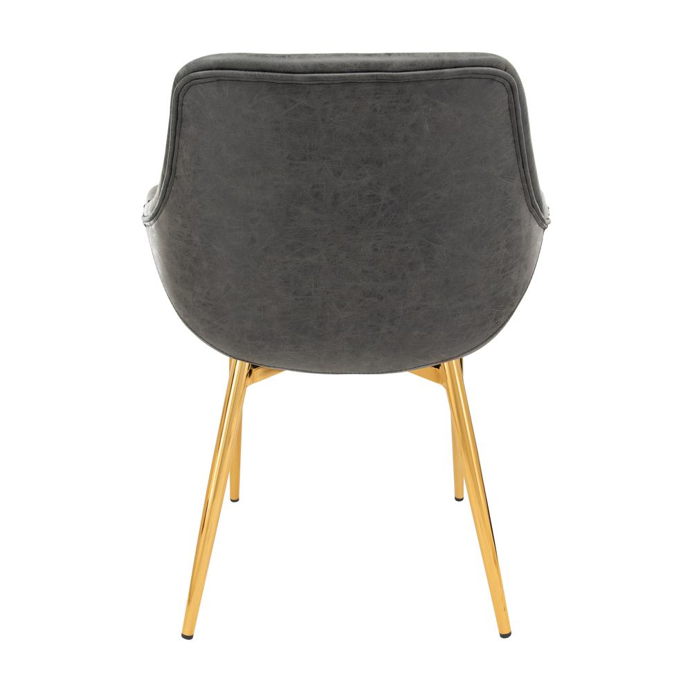 LeisureMod Markley Modern Leather Dining Armchair Kitchen Chairs with Gold Metal Legs… in Charcoal Black. Picture 4