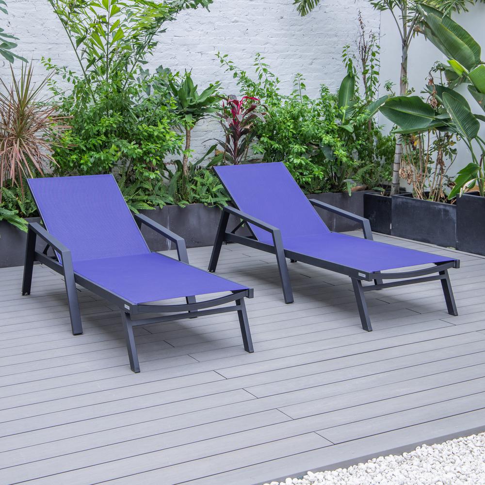Lounge Chair With Armrests in Black Aluminum Frame, Set of 2. Picture 13