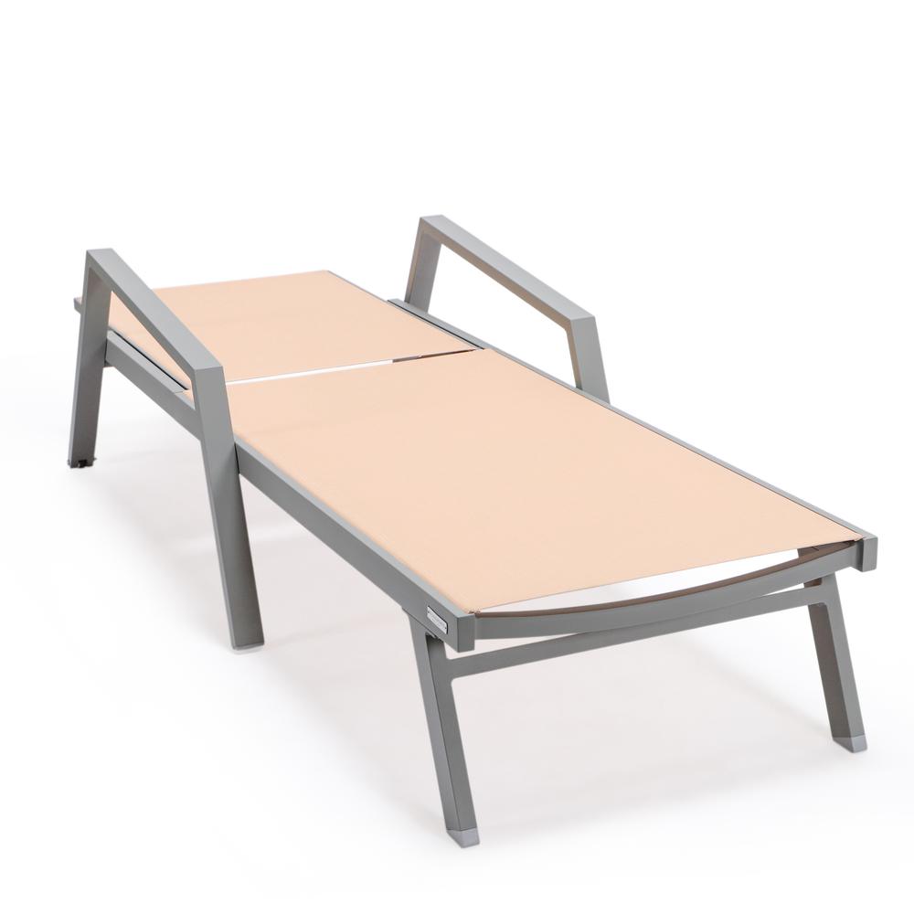 Marlin Patio Chaise Lounge Chair With Armrests in Grey Aluminum Frame. Picture 3