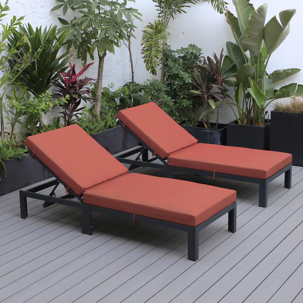 Chelsea Modern Outdoor Chaise Lounge Chair With Cushions Set of 2. Picture 4