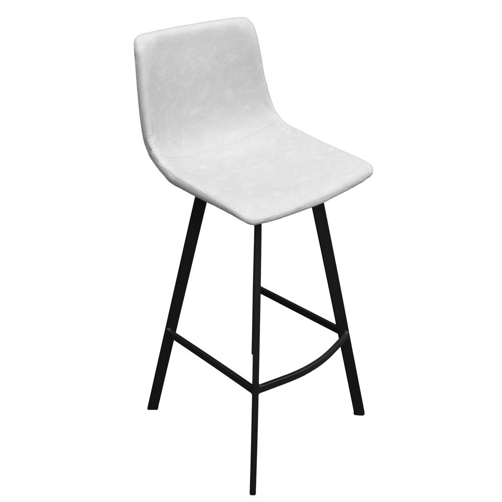Elland Modern Upholstered Leather Bar Stool With Iron Legs & Footrest. Picture 9