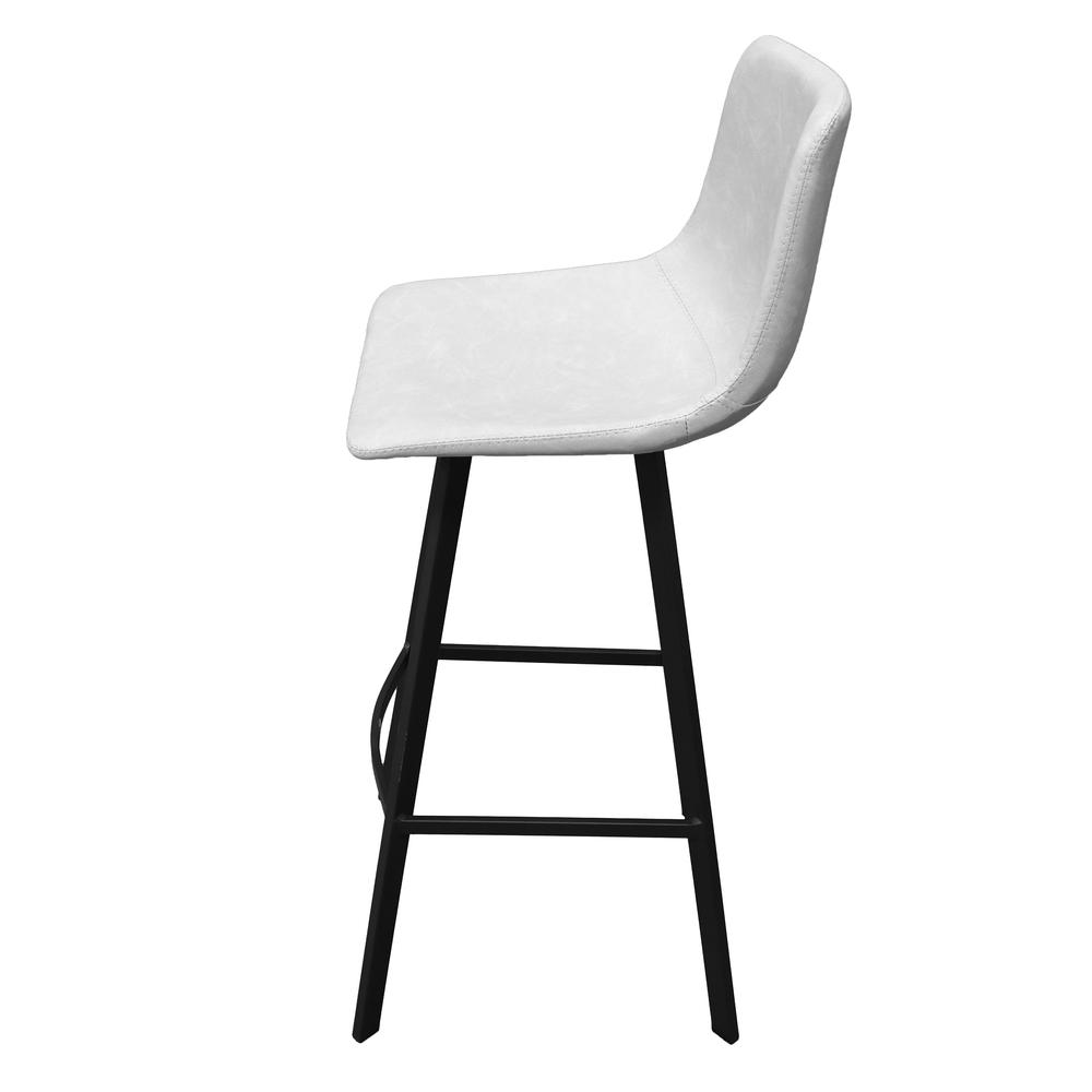 Elland Modern Upholstered Leather Bar Stool With Iron Legs & Footrest. Picture 10
