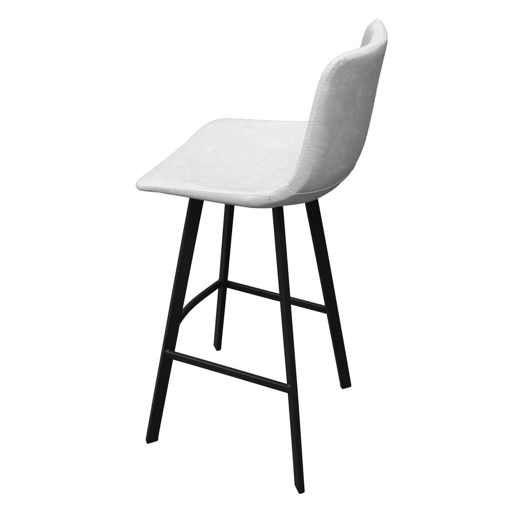 Elland Modern Upholstered Leather Bar Stool With Iron Legs & Footrest. Picture 11