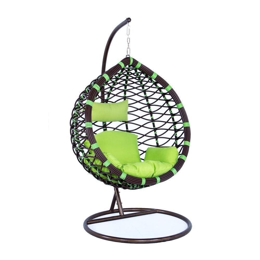 LeisureMod Wicker Hanging Egg Swing Chair Indoor Outdoor Use ESC42G. Picture 1
