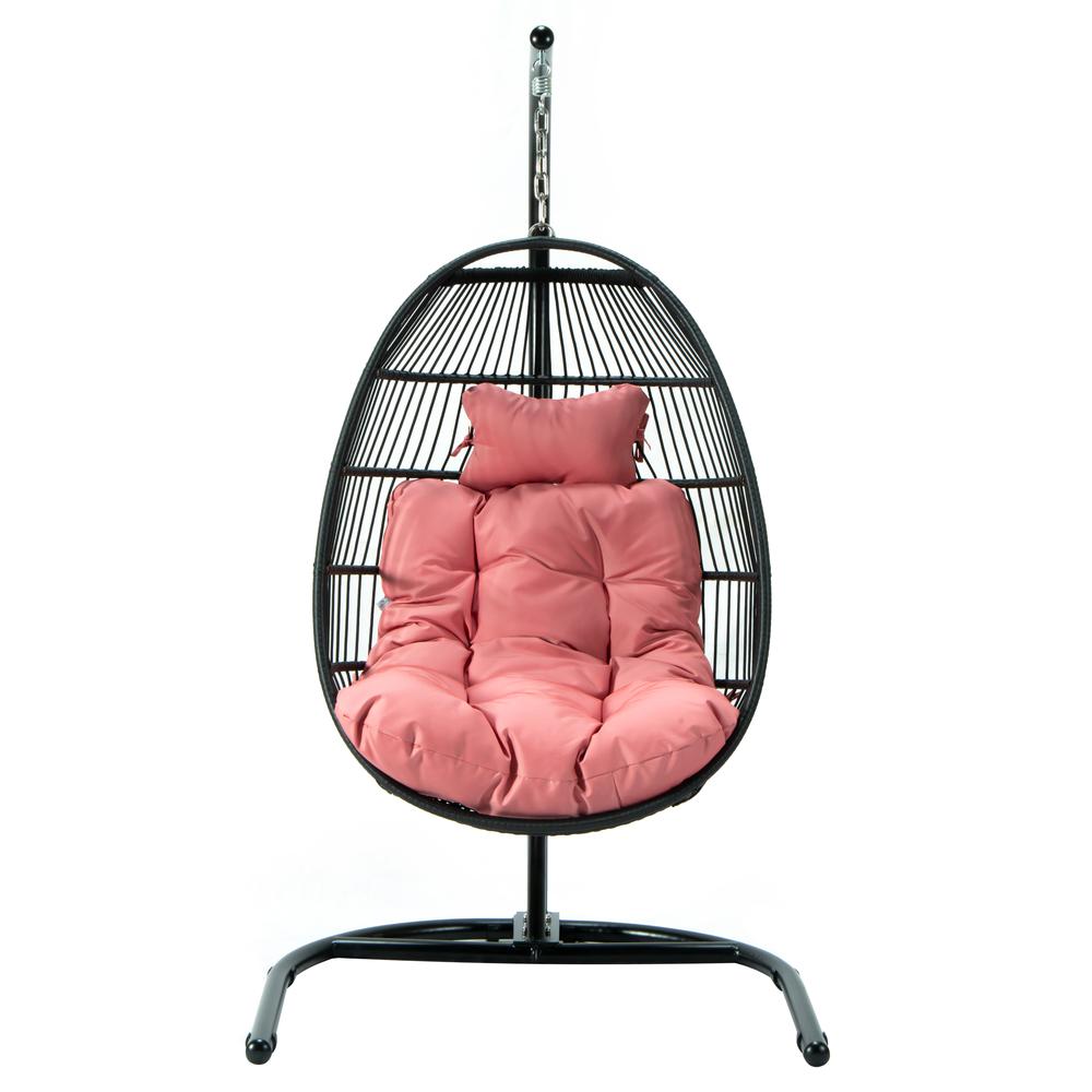 LeisureMod Wicker Folding Hanging Egg Swing Chair ESCF40PK. Picture 10