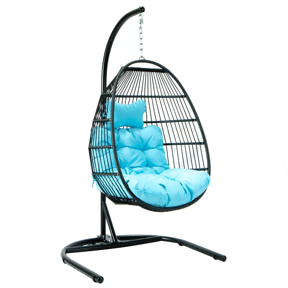 LeisureMod Wicker Folding Hanging Egg Swing Chair ESCF40TL. The main picture.