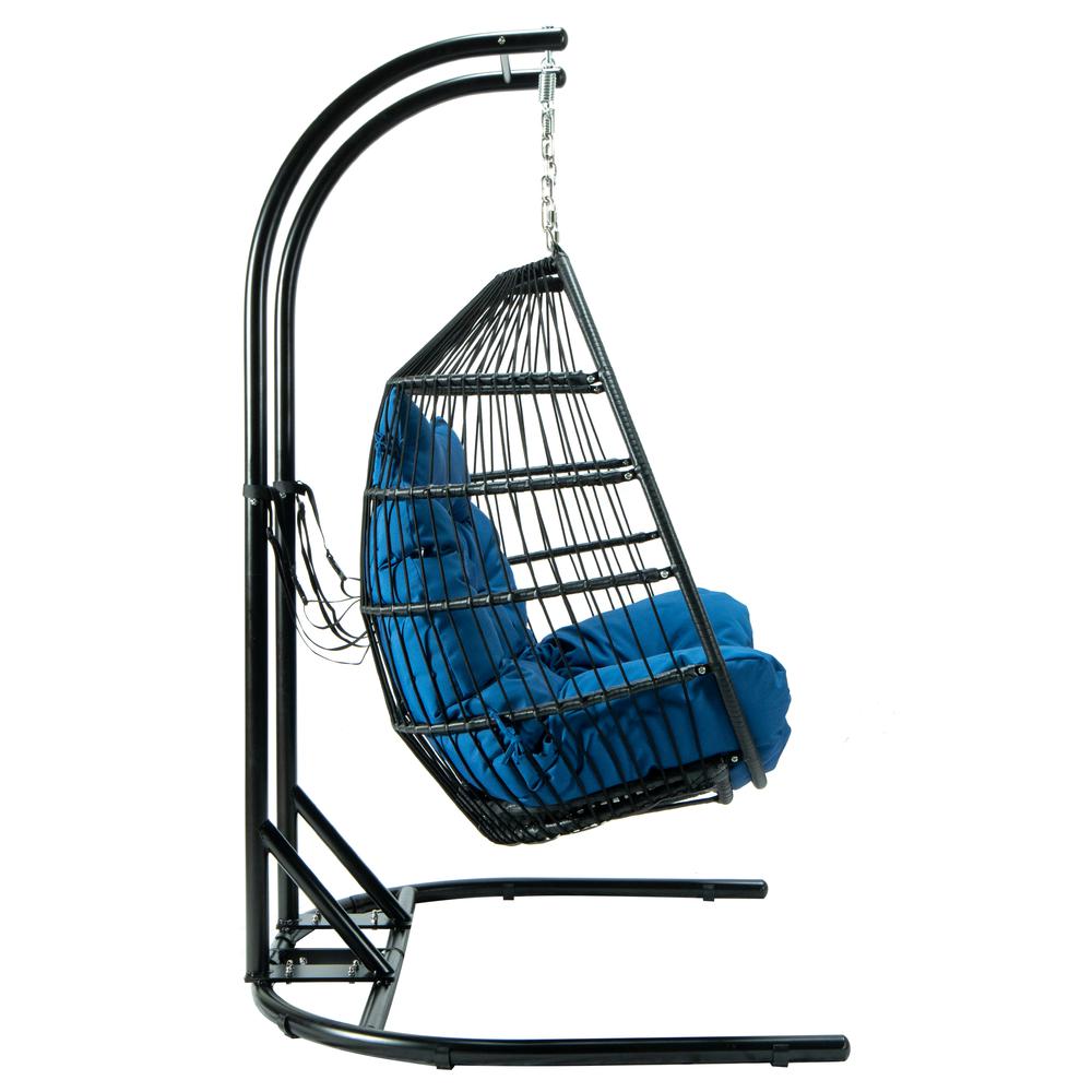 LeisureMod Wicker 2 Person Double Folding Hanging Egg Swing Chair ESCF52BU. Picture 11