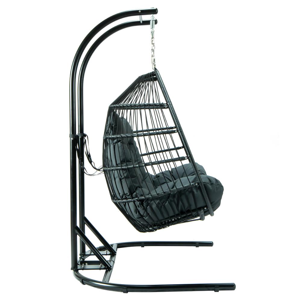 LeisureMod Wicker 2 Person Double Folding Hanging Egg Swing Chair ESCF52CH. Picture 30