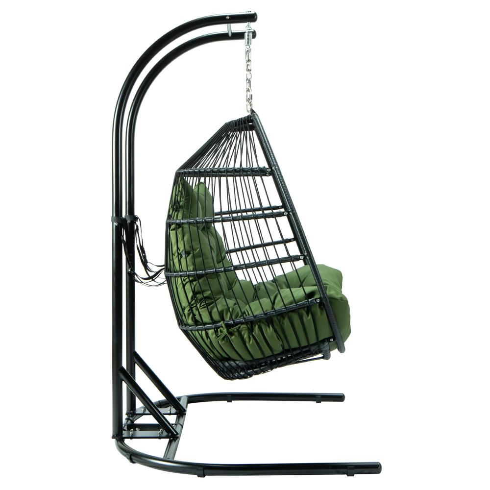 LeisureMod Wicker 2 Person Double Folding Hanging Egg Swing Chair ESCF52DG. Picture 11