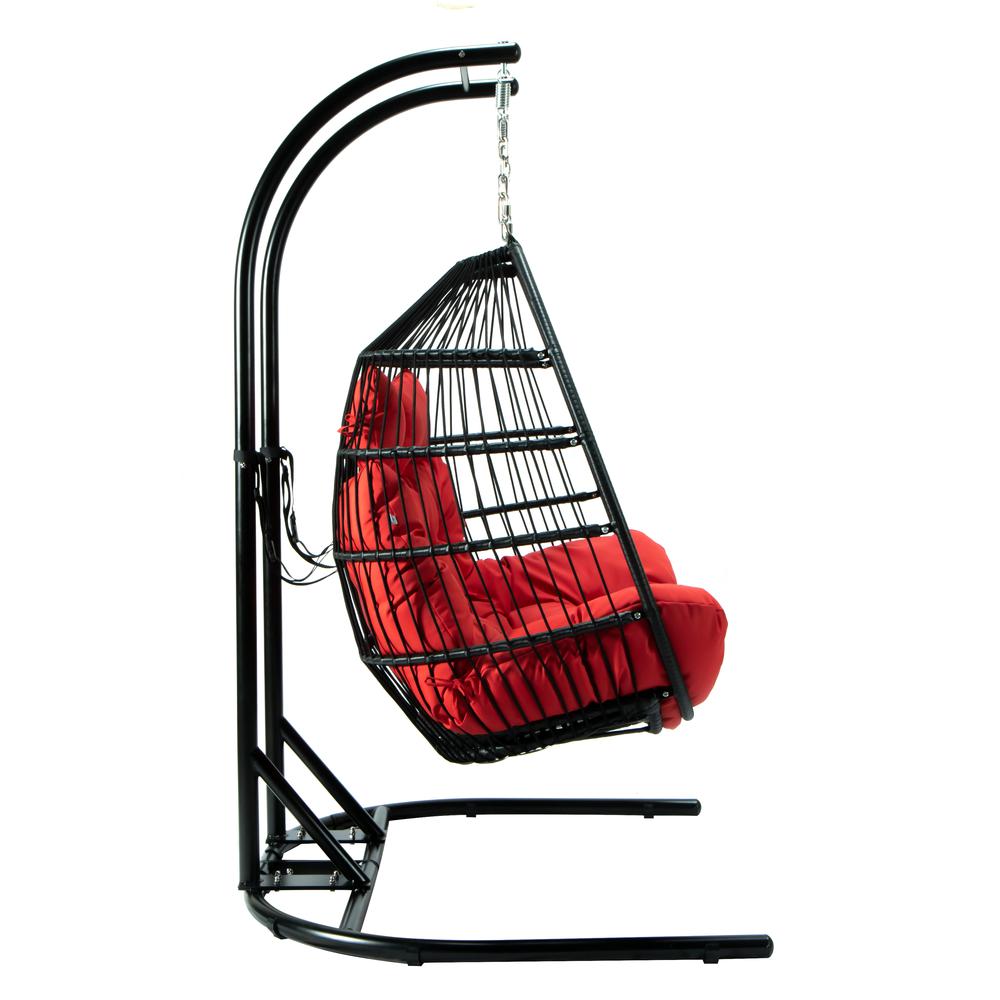 LeisureMod Wicker 2 Person Double Folding Hanging Egg Swing Chair ESCF52R. Picture 11