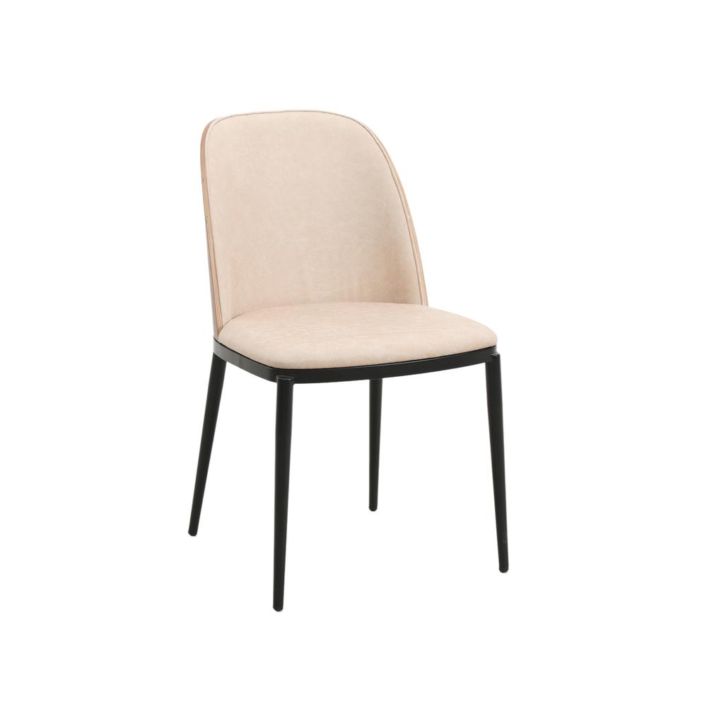 Dining Side Chair with Leather Seat and Steel Frame Set of 4. Picture 2