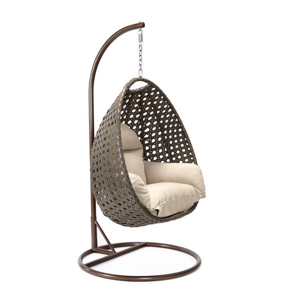 Beige Wicker Hanging Egg Swing Chair. Picture 2