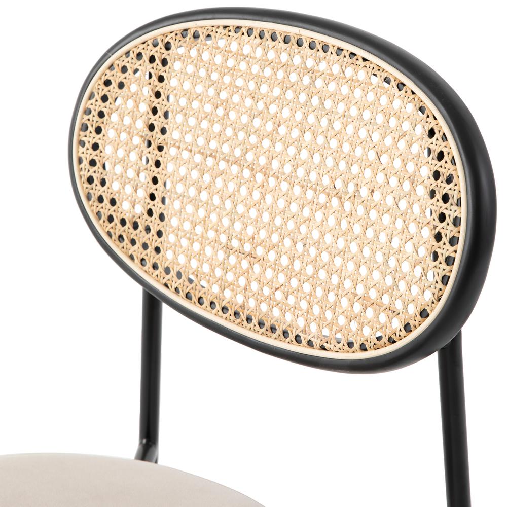 Euston Modern Wicker Dining Chair with Velvet Round Seat. Picture 9