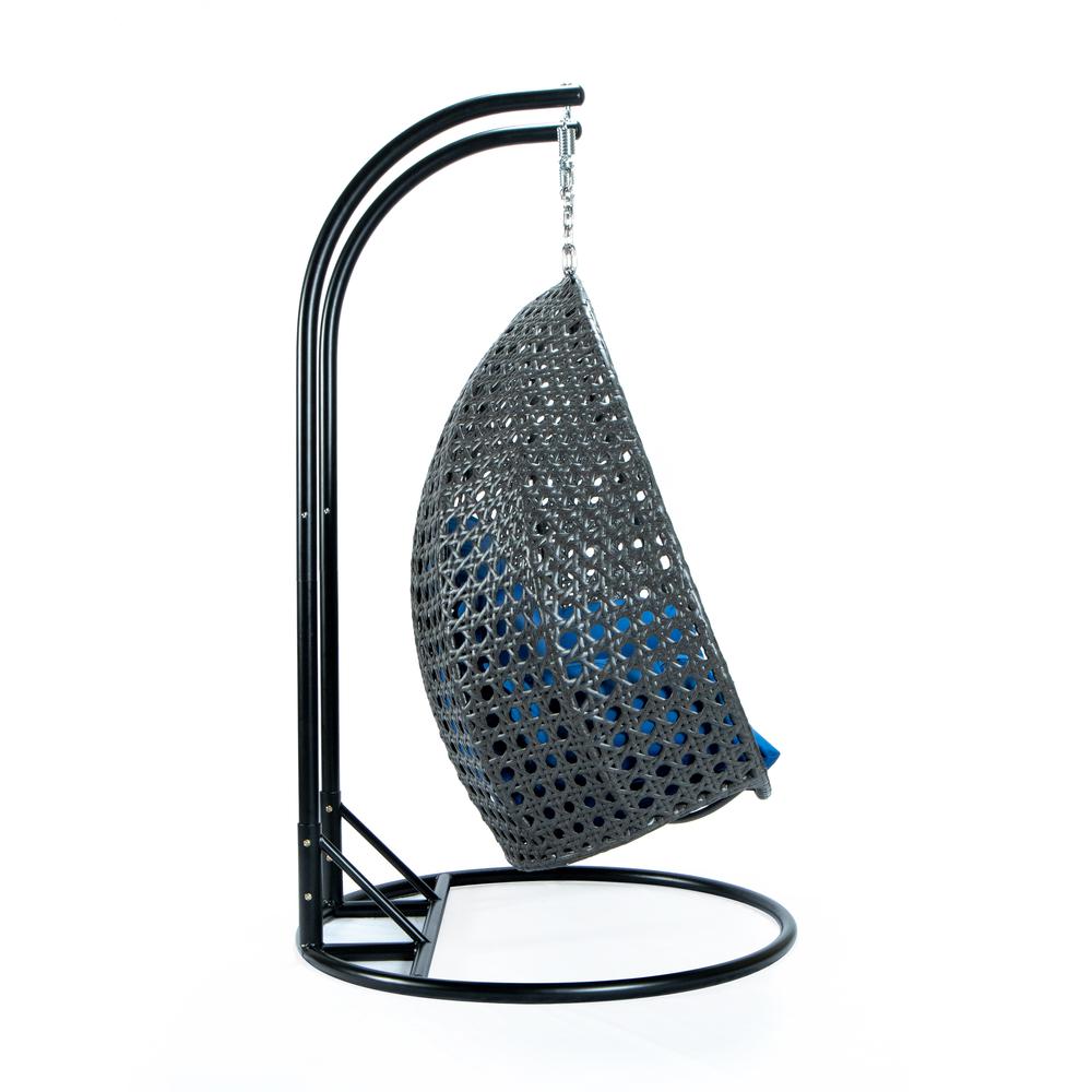 Charcoal Wicker Hanging 2 person Egg Swing Chair. Picture 6