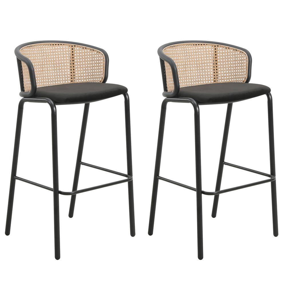 Seat and Black Powder Coated Steel Frame, Set of 2. Picture 1