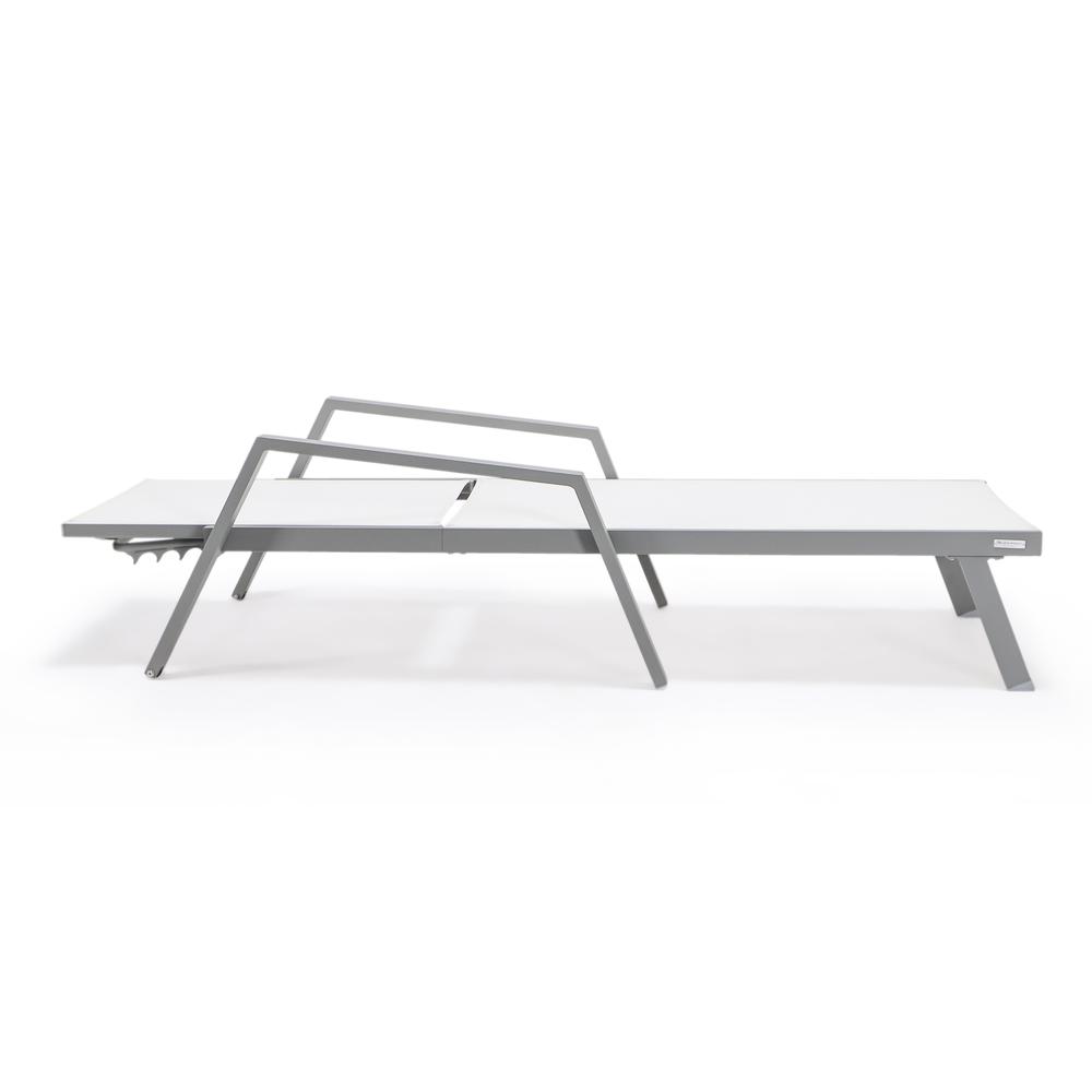 Marlin Patio Chaise Lounge Chair With Armrests in Grey Aluminum Frame. Picture 6