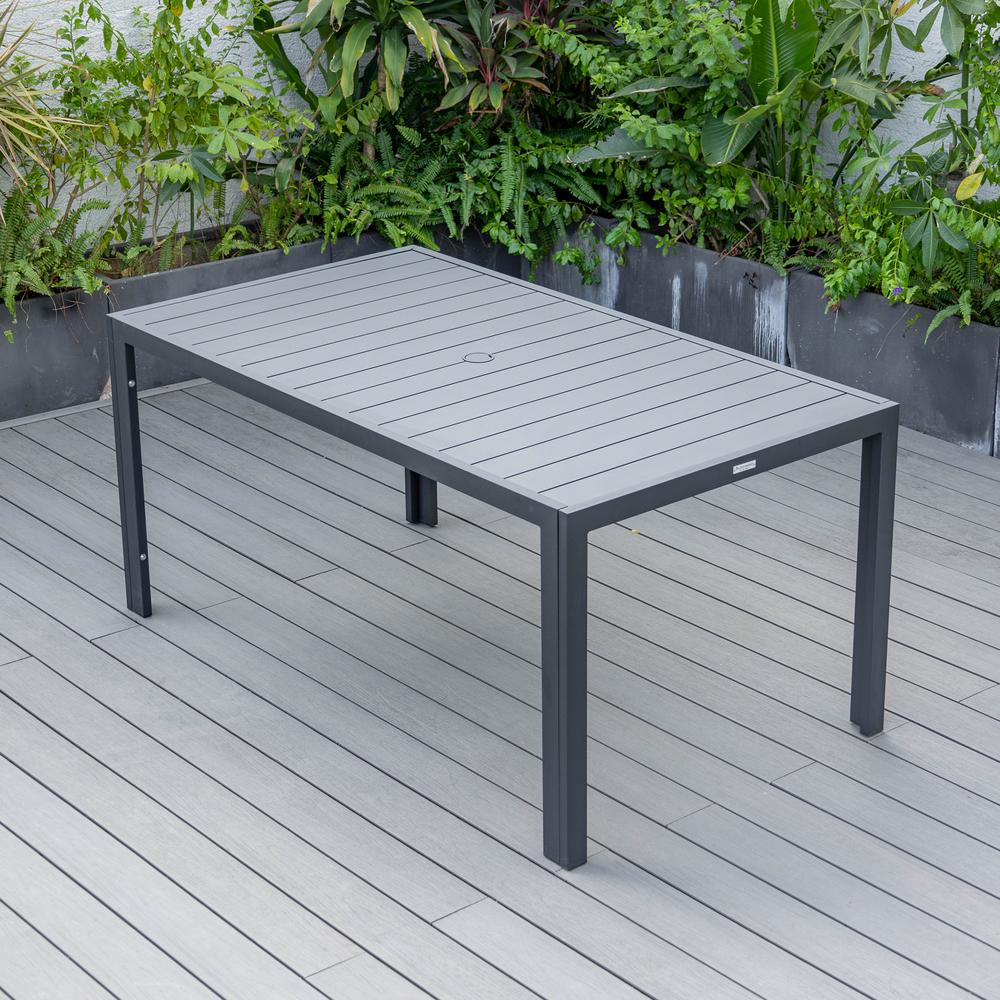 Chelsea Aluminum Outdoor Dining Table With 8 Chairs and Charcoal Black Cushions. Picture 9