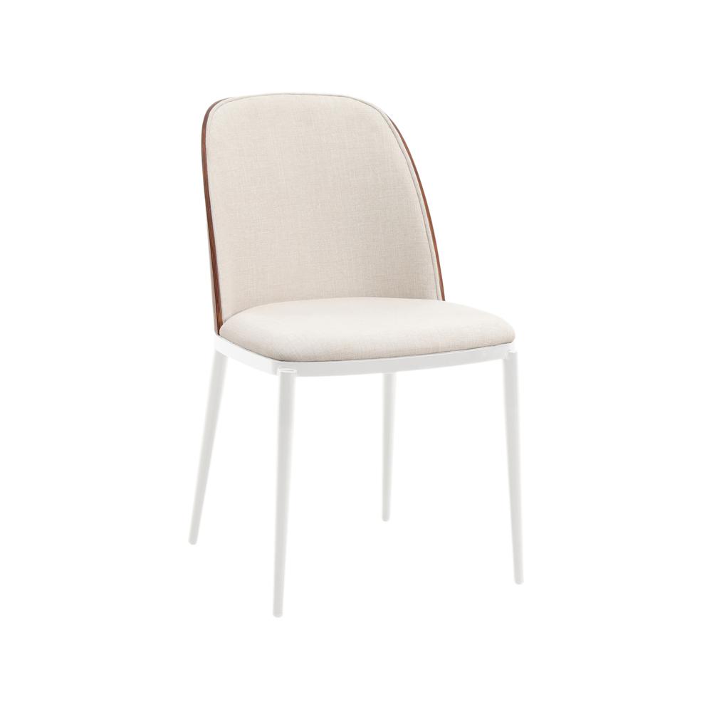 Dining Side Chair with White Powder-Coated Steel Frame. Picture 1