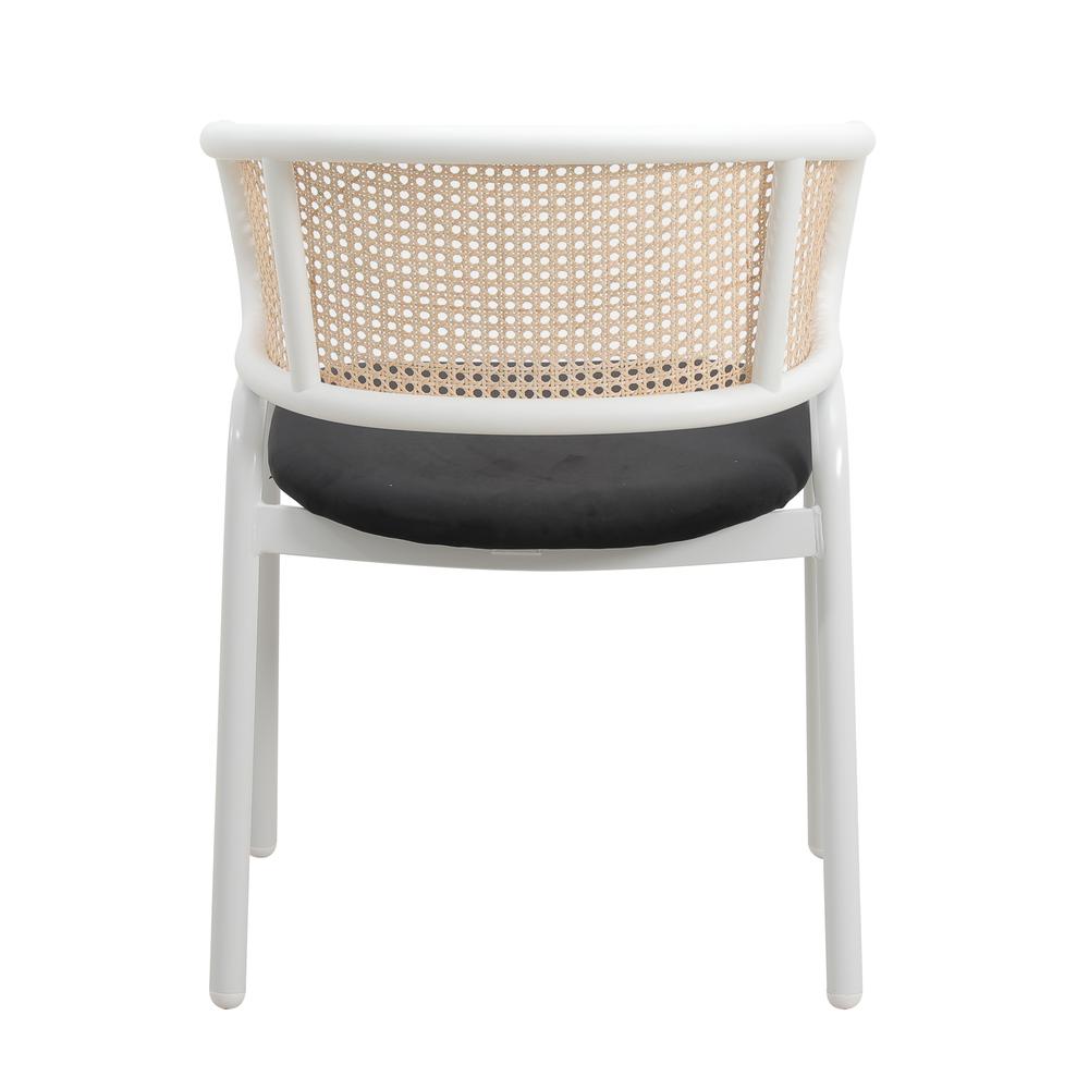 Dining Chair with White Powder Coated Steel Legs and Wicker Back, Set of 2. Picture 5