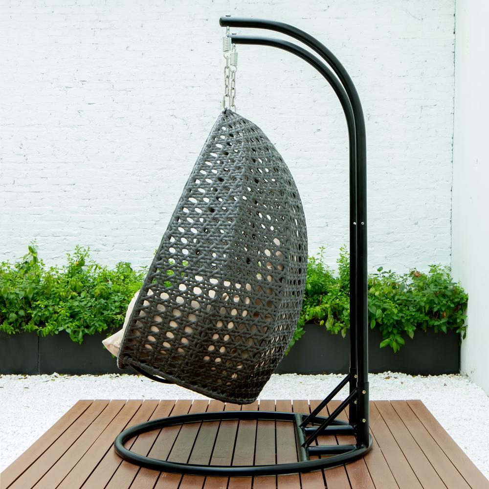 Charcoal Wicker Hanging 2 person Egg Swing Chair. Picture 8