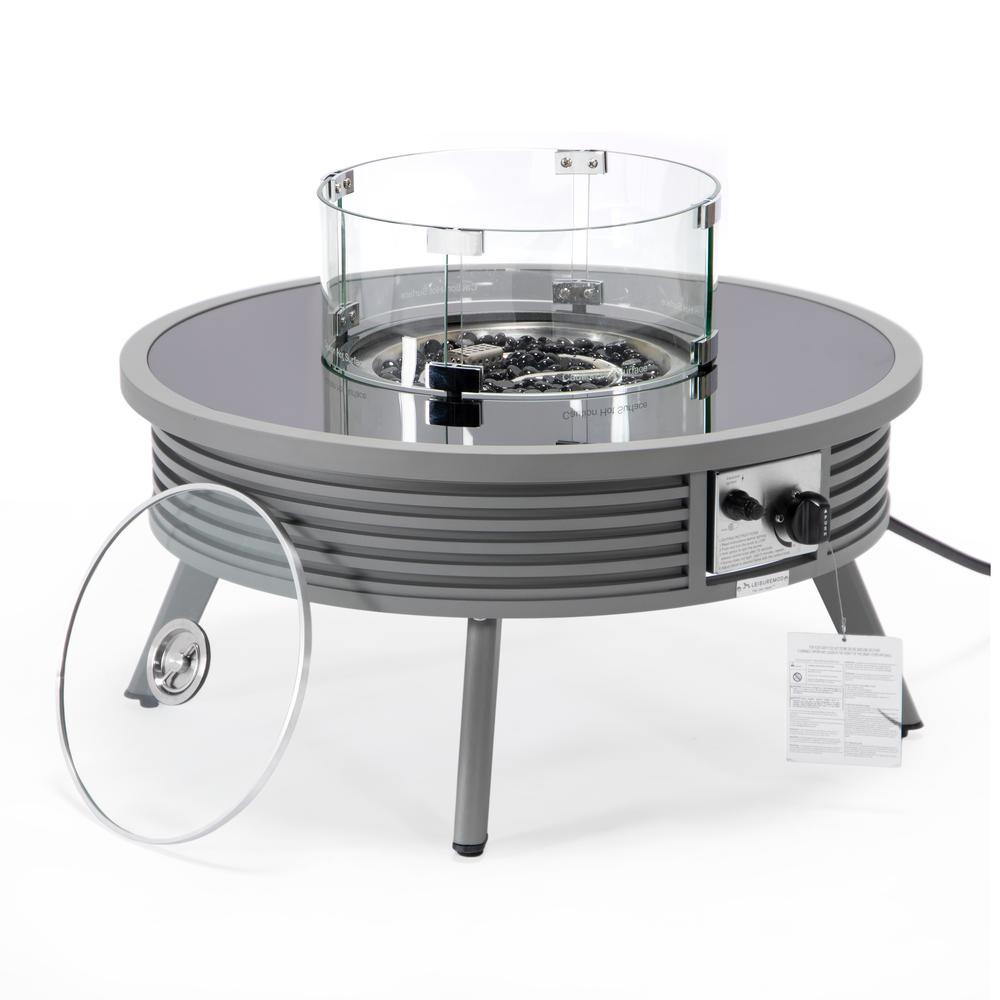 Aluminum Round Slats Design Fire Pit Side Table with Lid. Picture 4