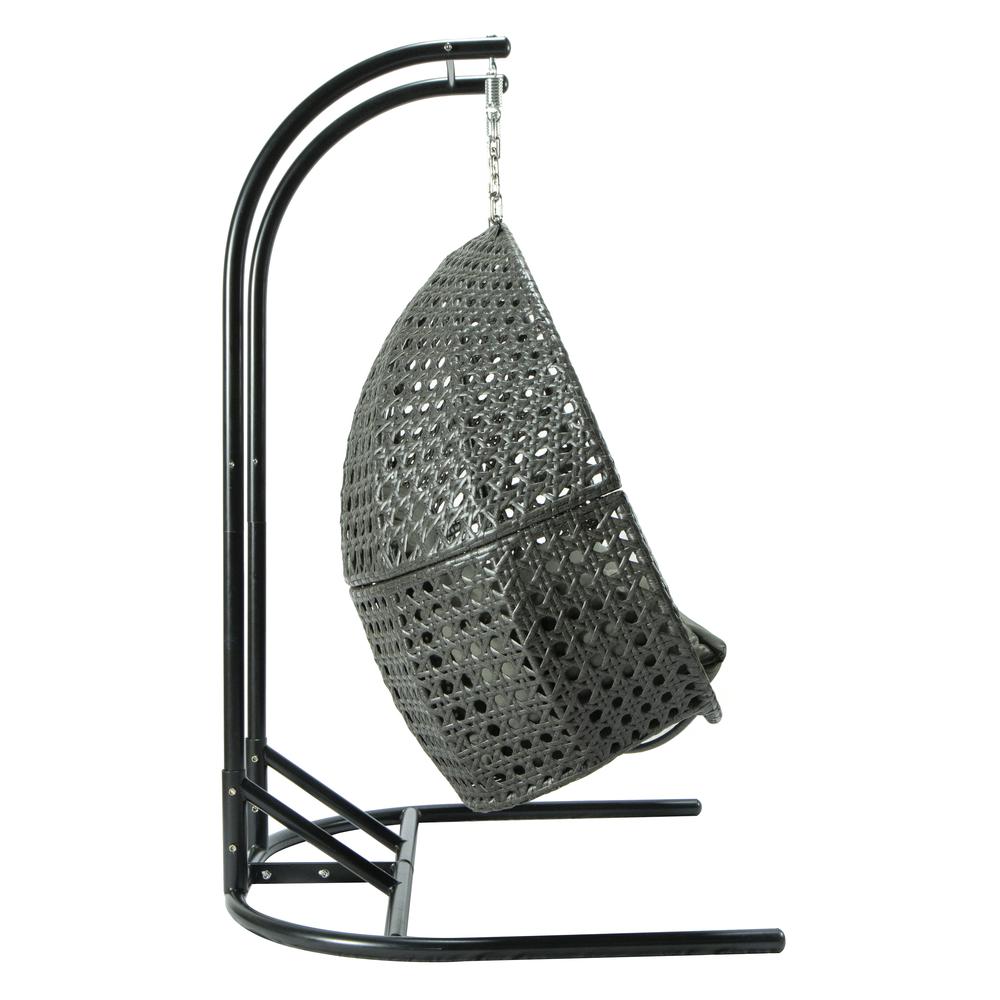 LeisureMod Wicker Hanging Double Egg Swing Chair  EKDCH-57DGR. Picture 4