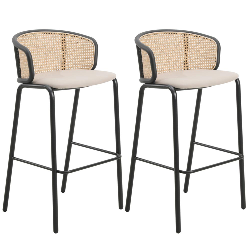 Seat and Black Powder Coated Steel Frame, Set of 2. Picture 1