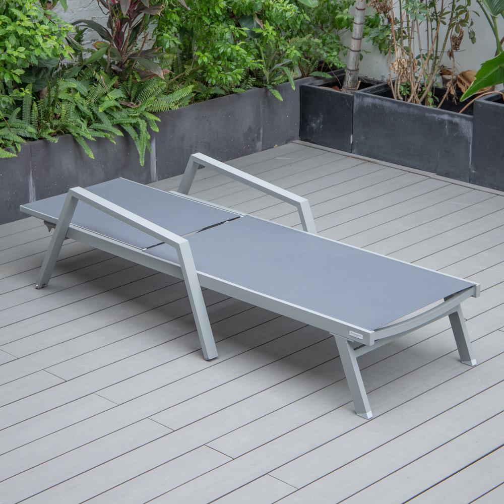 Grey Aluminum Outdoor Patio Chaise Lounge Chair With Arms. Picture 20