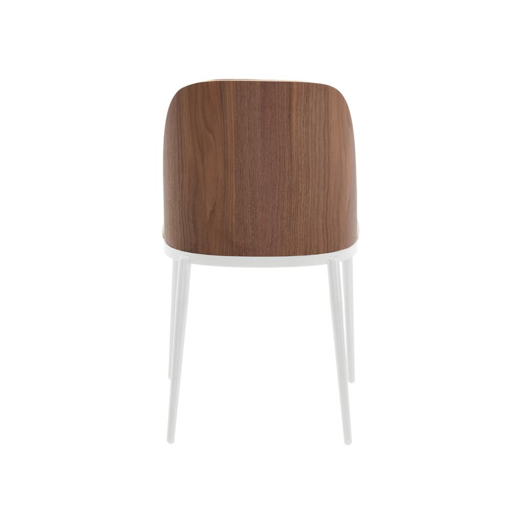 Dining Side Chair with Leather Seat and White Powder-Coated Steel Frame. Picture 5