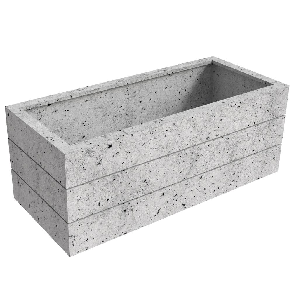 Oasis Series Rectangle Poly Stone Planter in White 15.7" x 13.8"   35.8 Long. Picture 1