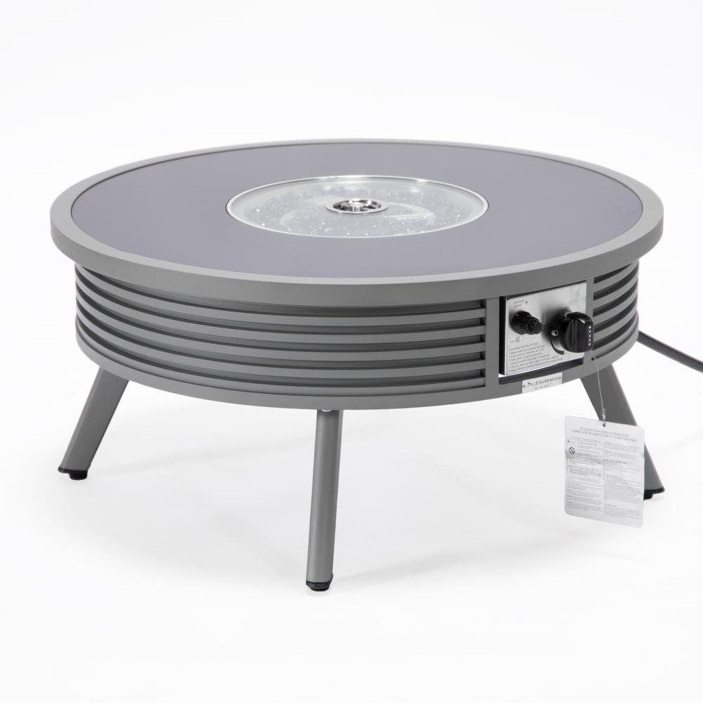 Aluminum Round Slats Design Fire Pit Side Table with Lid. Picture 6