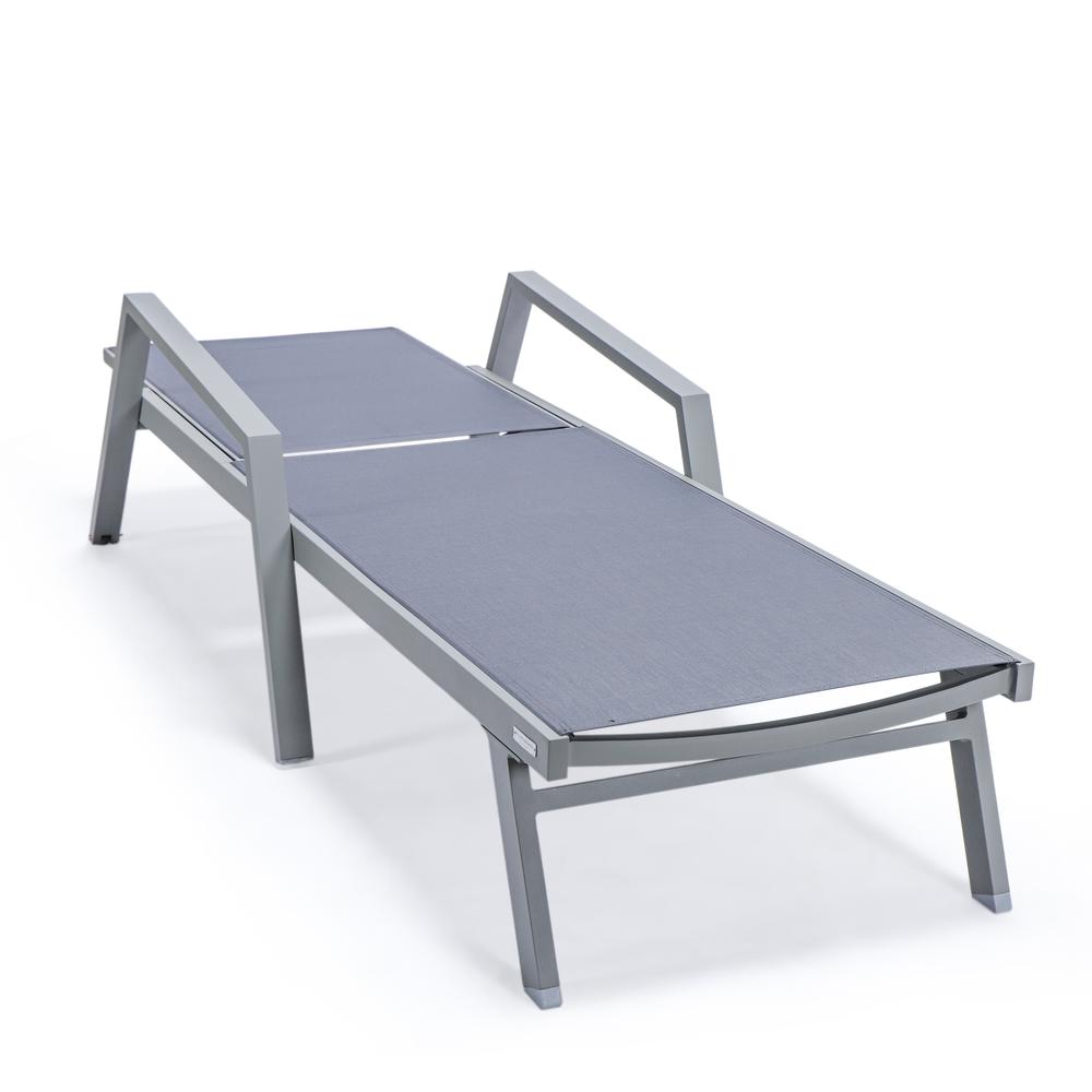 Marlin Patio Chaise Lounge Chair With Armrests in Grey Aluminum Frame, Set of 2. Picture 3