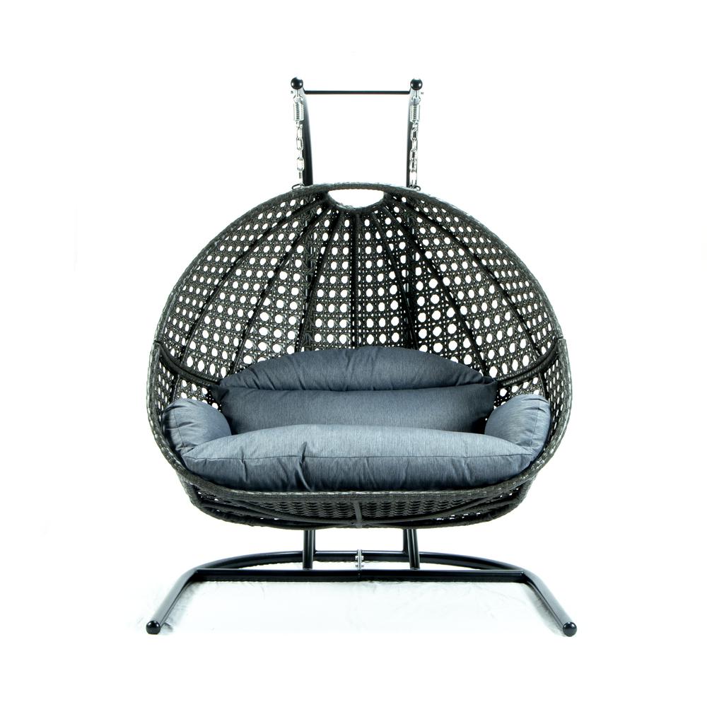 LeisureMod Wicker Hanging Double Egg Swing Chair  ESCU57CBU. Picture 2