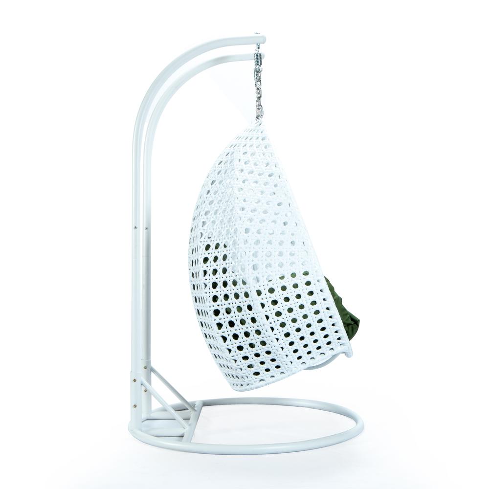 White Wicker Hanging 2 person Egg Swing Chair. Picture 7