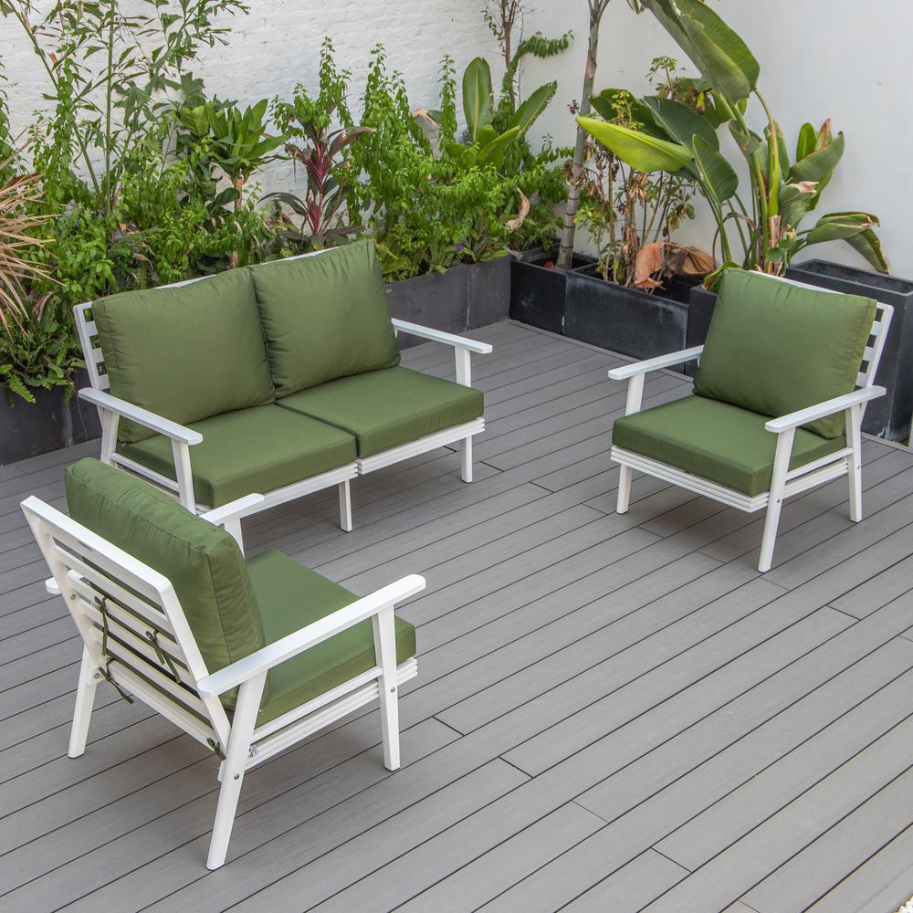 3-Piece Outdoor Patio Set with White Aluminum Frame. Picture 7