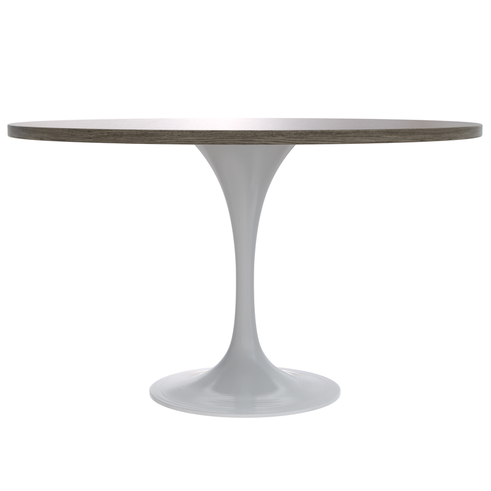 Verve 48 Round Dining Table, White Base with Dark Maple MDF Top. Picture 2