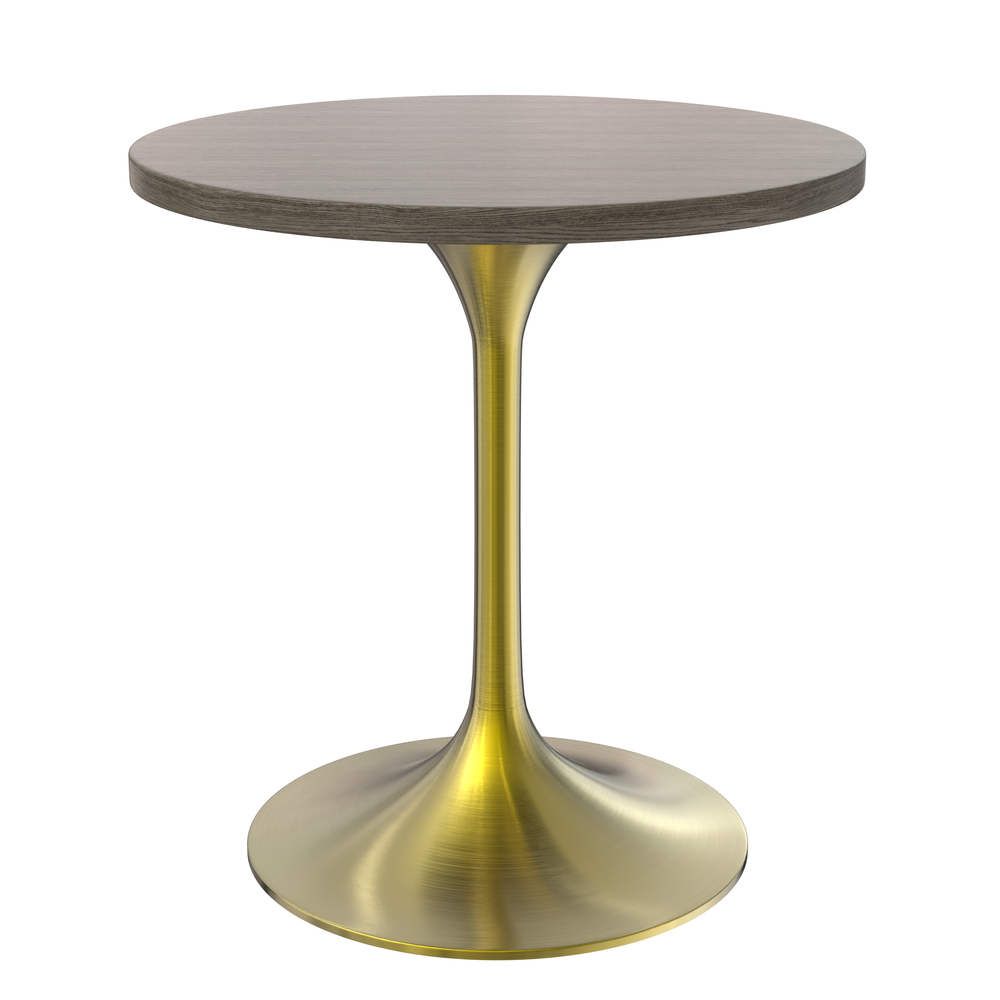 Verve 27" Round Dining Table, Brushed Gold Base with Dark Maple MDF Top. Picture 1