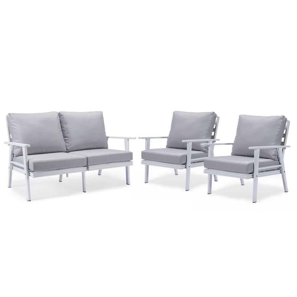 3-Piece Outdoor Patio Set with White Aluminum Frame. Picture 1