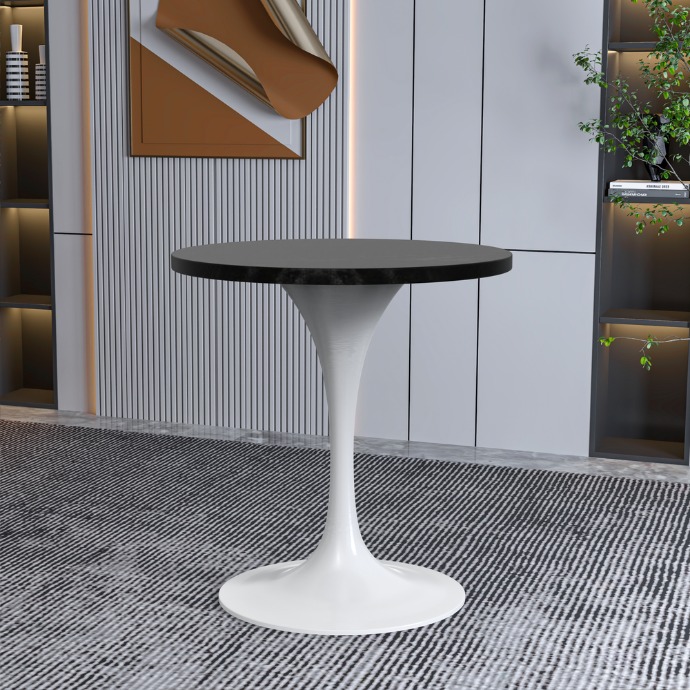 Verve 27 Round Dining Table, White Base with Black MDF Top. Picture 6